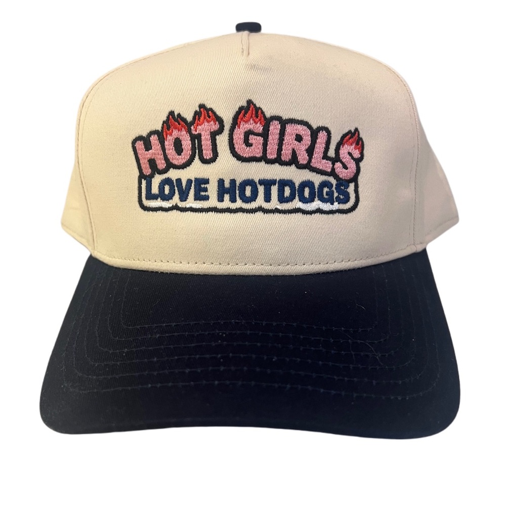 Hot Girls Love Hotdogs Trucker Golf Hat - Dogs at the Turn adjustable 5 panel